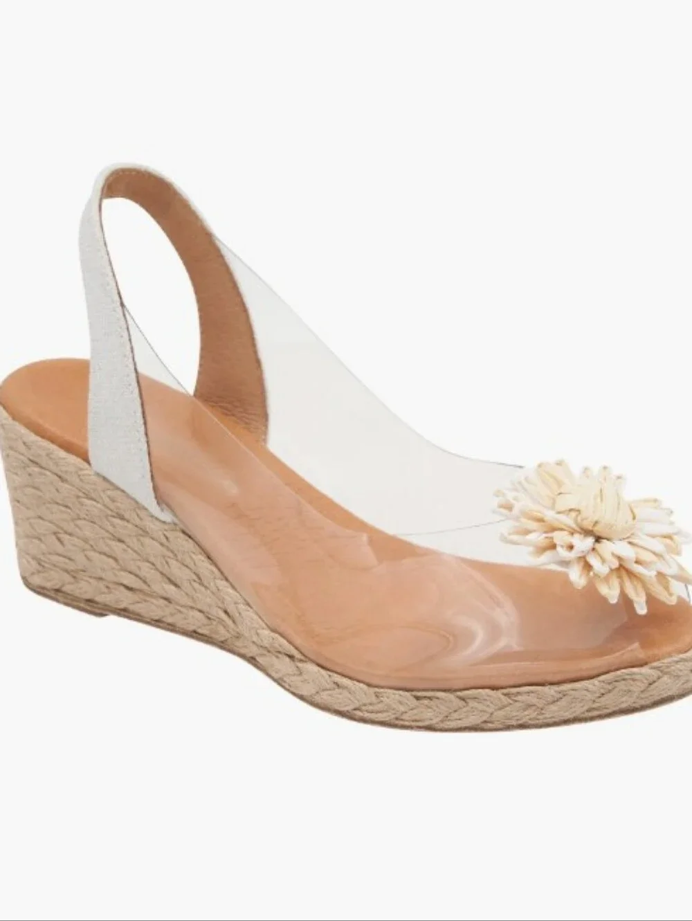 New Andre Assous Clear Floral Espadrille Wedge Slingback Sandal EU 40